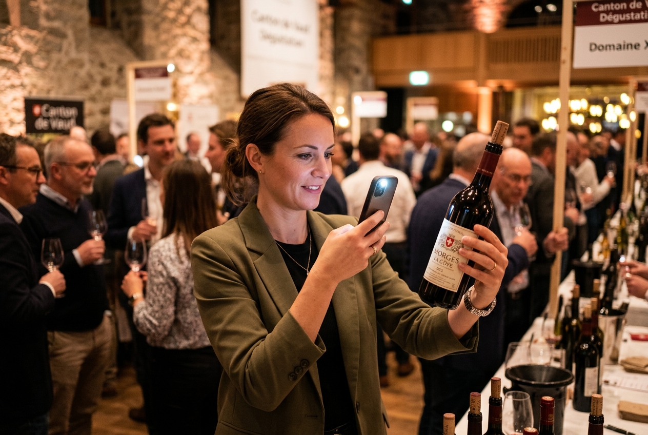 Tasting mode: scan a label and rate it at the wine fair (landscape)