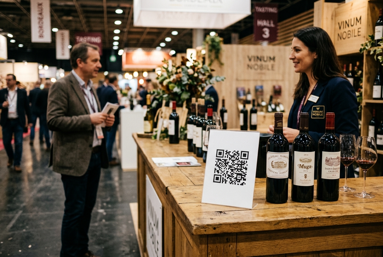 Tasting mode: booth QR code for exhibitors at the wine fair